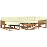 vidaXL Zunanja garnitura za sedenje z blazino 7 pcs Naravna in smetana, (5000273186) | Shoptok.si