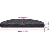 Prostirke za stepenice, samoljepljive, 20 kom., 65x21x4 cm, tamno sive, poluokrugle, velike | shoptok.hr