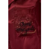 Trendyol Burgundy New Year Themed Embroidered Satin Woven Pajama Set | Eponuda.ba