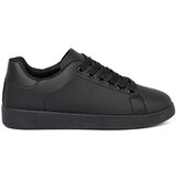 Shelvt Black sneakers with matte trim and lacing Cene