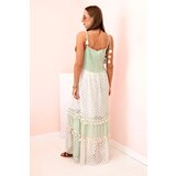 Kesi Włoski Women's boho dress with straps with embroidery and lace mint | shoptok.hr