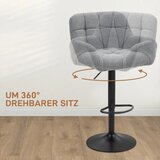  Set od 2 barske stolice retro dizajn podesiva visina izgled flisa siva + crna | shoptok.hr