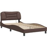  Okvir kreveta s LED svjetlima smeđi 100 x 200 cm umjetna koža | shoptok.hr