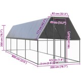 Vanjski kavez za kokoši 2 x 8 x 2 m od pocinčanog čelika | shoptok.hr