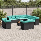  14-dijelni set vrtnih sofa s jastucima poliratan crni | shoptok.hr