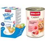 Animonda set: 12 x 400 g Carny Adult + 20 x 15 g Milkies Selection - Puretina, piletina i kozice + Milkies Snack (4 vrste) Cijene