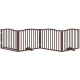 vidaXL Ograda za pse z vrati zložljiva 4 paneli rjava 320cm topolovina | Shoptok.si