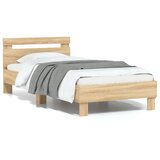 vidaXL Posteljni okvir z vzglavjem sonoma hrast 90x200 cm inž. les Cene