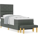 vidaXL Krevet s kutijom s madracem i klupom Tamno siva 80x200 cm Tkanina | shoptok.hr