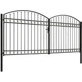  Dvojna vrata za ograjo zaobljena jeklo 400x200 cm črna | Shoptok.si