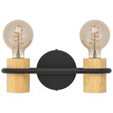 Eglo Chieveley zidna lampa 2xE27, 28,5 cm, crna/drvo, 43542 | shoptok.hr