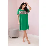 Kesi Bright green dress with leopard print
