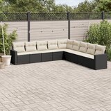  9-dijelni set vrtnih sofa s jastucima crni od poliratana | shoptok.hr