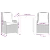  3-dijelni vrtni blagovaonski set sivi od poliratana | shoptok.hr