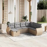  The Living Store Vrtna sedežna garnitura 7-delna z blazinami bež poli ratan - Vrtna Sedežna Garniture, (21476154) | Shoptok.si