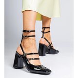 Gemre Black patent block heel pumps Ferida | Shoptok.si