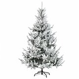  Umjetno božićno drvce s nogom 150 cm PVC i metal - Zelena i bijela 150 cm bez LED svjetala | shoptok.hr