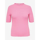 Only Pink Women's Ribbed T-Shirt CARMAKOMA Ally - Women