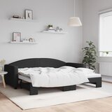 vidaXL Dnevni krevet na razvlačenje crni 90 x 200 cm od tkanine Cijene
