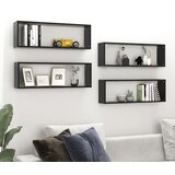 vidaXL kockaste zidne police 4 kom sjajne crne 80x15x26,5 cm iverica | shoptok.hr