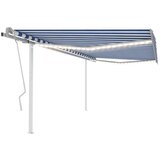 vidaXL tenda na ručno uvlačenje s LED svjetlima 4,5 x 3 m plavo-bijela Cijene