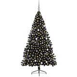 vidaXL Umjetna preddekorirana božićna jelka Črna 210 cm PVC | Shoptok.si
