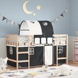 The Living Store Otroški pograd s tunelom bel in črn 90x190 cm trdna borovina - Otroški Pograd, (21625308) | Shoptok.si