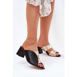 Maciejka Leather Women's Heeled Sandals Black-Gold | Shoptok.si