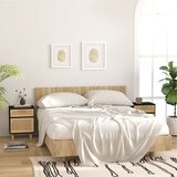  Noćni ormarići 2 kom crni masivna borovina i prirodni ratan | shoptok.hr