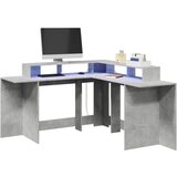 Furnova Pisalna miza z LED lučkami betonsko siva 152x152x91 cm inž. les, (21925451) | Shoptok.si