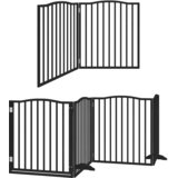  Vrata za pse s vratašcima 8 panela sklopiva 640 cm drvo topole Crna 80 x 90 x 2 cm | Shoptok.si