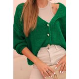 Kesi Włoski Women's sweater with a V-neck and buttons green | shoptok.hr