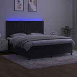  Krevet box spring s madracem LED crni 180x200 cm baršun | shoptok.hr