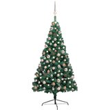 vidaXL umjetna polovica božićnog drvca LED s kuglicama zelena 150 cm | shoptok.hr