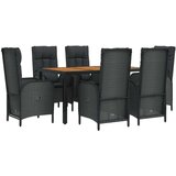  7-dijelni vrtni blagovaonski set s jastucima crni od poliratana | shoptok.hr