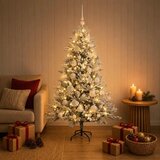  Umjetno božićno drvce s kuglicom 150 cm 150 LED lampica - Zelena i bijela 150 cm s LED žaruljama i bijelim kuglicama | shoptok.hr