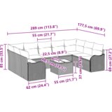 vidaXL 10-delni vrtni kavčni set z blazinami rjav ratan | Shoptok.si