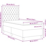 vidaXL Postelja z vzmetnico z vzmetnico Temno siva 90 x 190 cm Žamet | Shoptok.si