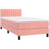 Box spring postelja z vzmetnico roza 90x200 cm žamet, (20896762) | Shoptok.si