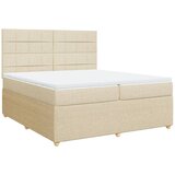 vidaXL Box spring postelja z vzmetnico krem 200x200 cm blago, (21304423) | Shoptok.si