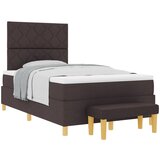 vidaXL Krevet s uzdužnom oprugom s madracem i klupicom tamno smeđi 120x200 cm tkanina | shoptok.hr