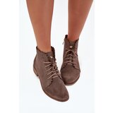 Zazoo Suede Ankle Boots With Flat Heel Dark Beige | shoptok.hr