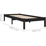  Posteljni okvir črn iz trdnega lesa 75x190 cm 2FT6, (20645479) | Shoptok.si