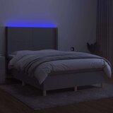 vidaXL Box spring postelja z vzmetnico LED svetlo siva 140x190cm blago | Shoptok.si