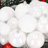  Set Božićnih Kuglica Bijele Boje - 30 Komada (4 / 5 / 6 cm) | shoptok.hr