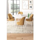 Hanah home Tor - White, Cappuccino WhiteCappuccino Dining Table & Chairs Set (5 Pieces) | ePonuda.com