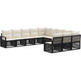 vidaXL Vrtna sedežna garnitura 11 pcs Črna poli ratan, (5000270820) | Shoptok.si