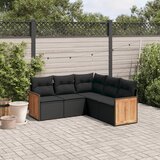 Maison Chic Seti vrtnega pohištva - Vrtna garnitura - Vrtni pohištvo set 5-delna z blazinami črn poli ratan, (21819064) | Shoptok.si