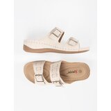 SEASTAR Low wedge sandals with buckles light beige | ePonuda.com