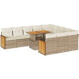 Maison Chic Seti vrtnega pohištva - Vrtna garnitura - Vrtni pohištvo set z blazinami 11-delna bež ratan/akacija, (21798203) | Shoptok.si